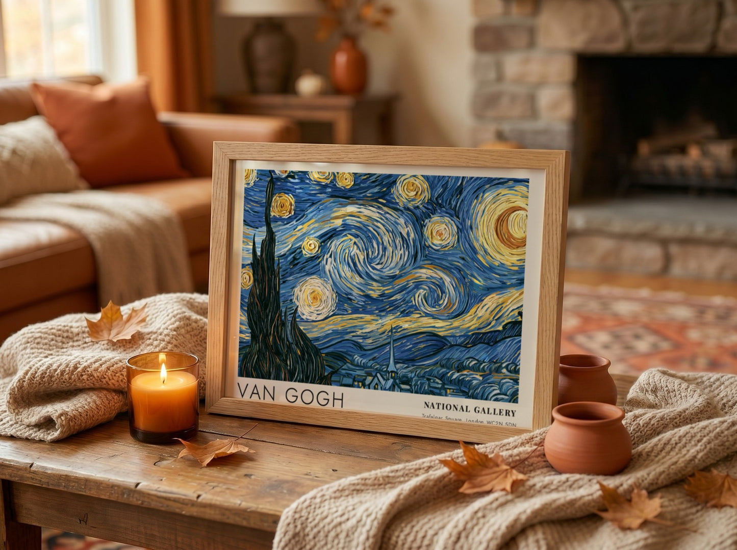 Sunflower Field poster featuring vibrant Van Gogh art with swirling skies and sunflowers in bold colors