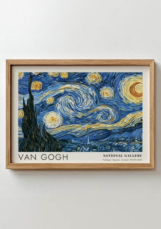 Van Gogh landscape poster featuring sunflower field in vibrant colors
