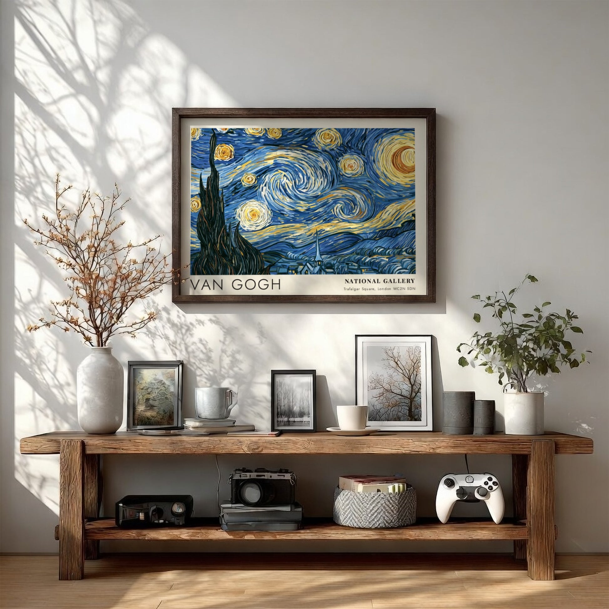 Sunflower Field poster featuring vibrant Van Gogh art with swirling skies and sunflowers in bold colors