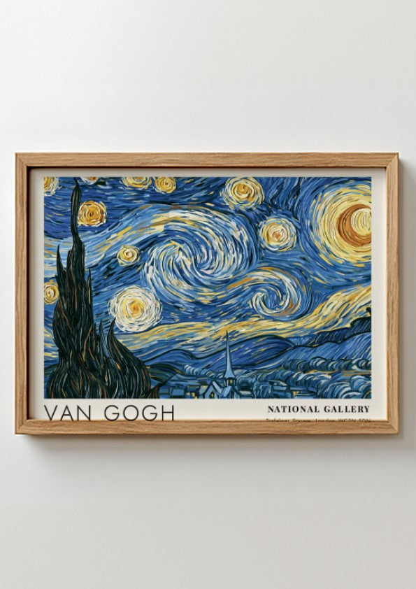 Sunflower Field poster featuring vibrant Van Gogh art with swirling skies and sunflowers in bold colors