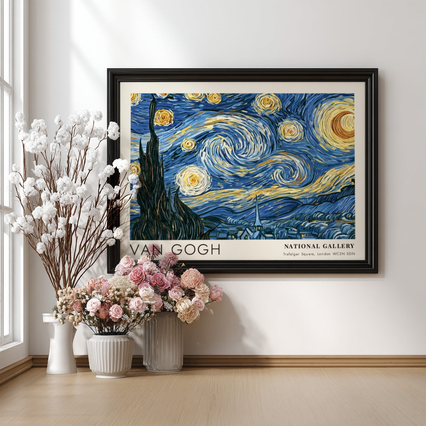 Sunflower Field poster featuring vibrant Van Gogh art with swirling skies and sunflowers in bold colors