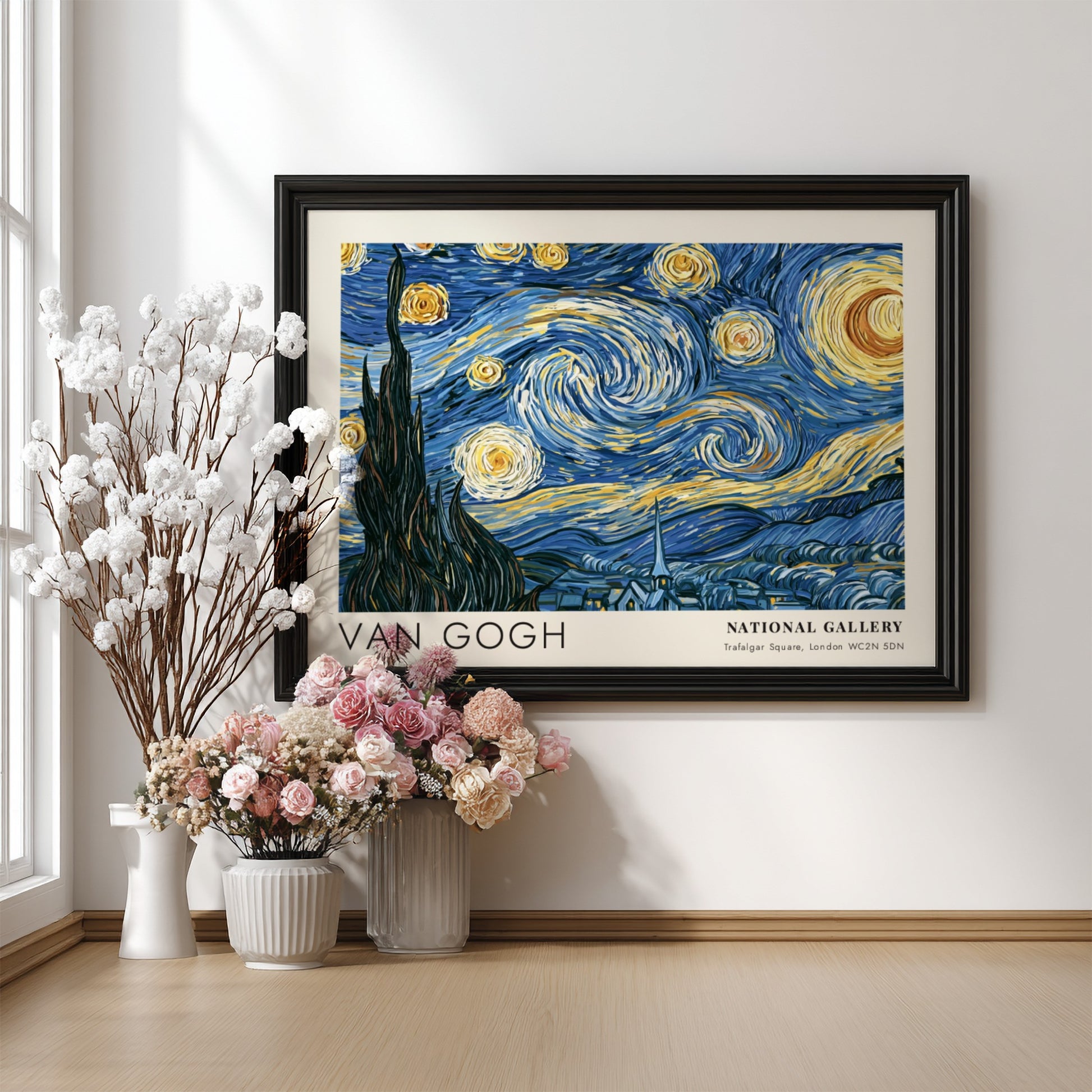Van Gogh landscape poster featuring sunflower field in vibrant colors