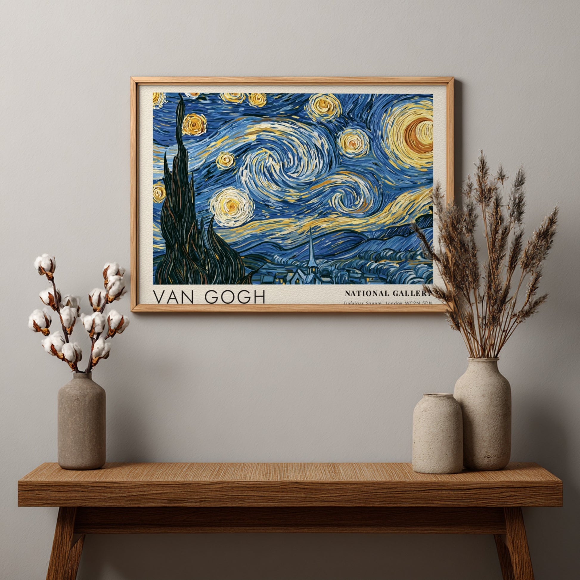 Sunflower Field poster featuring vibrant Van Gogh art with swirling skies and sunflowers in bold colors
