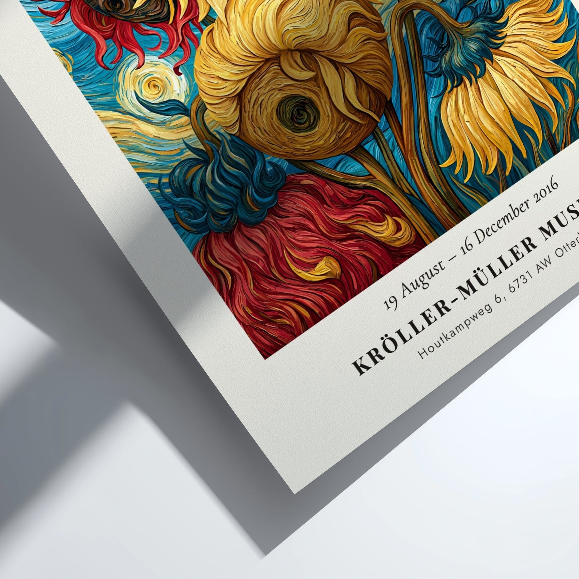 Sunflowers Drooping poster featuring vibrant colors and Van Gogh style