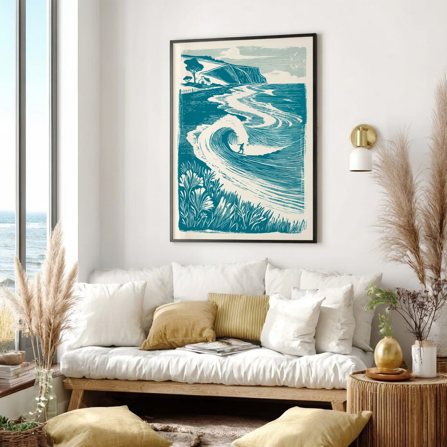 Surf Line Poster - Ocean Wave & Surfing Vibes Wall Art Print