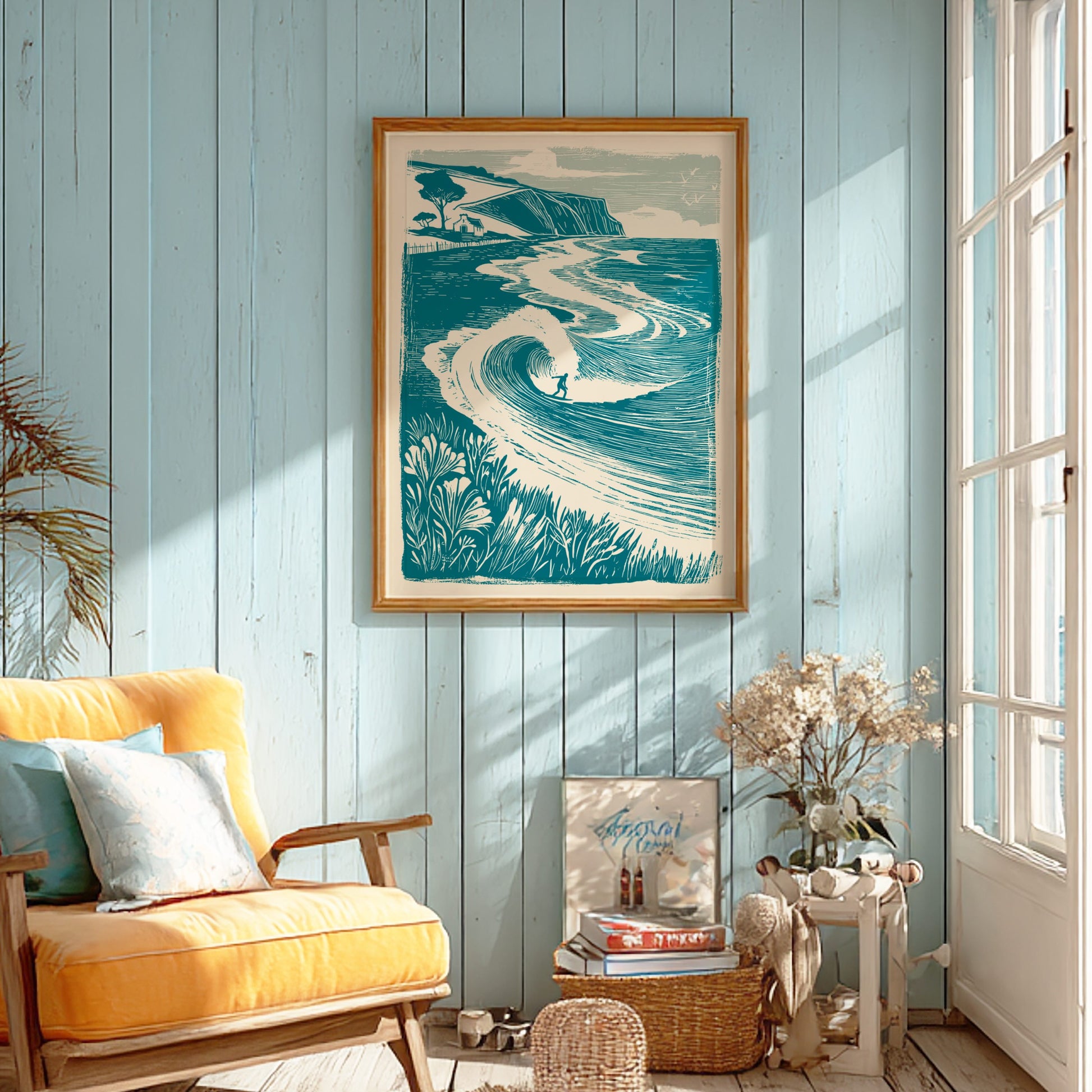 Surf Line Poster - Ocean Wave & Surfing Vibes Wall Art Print