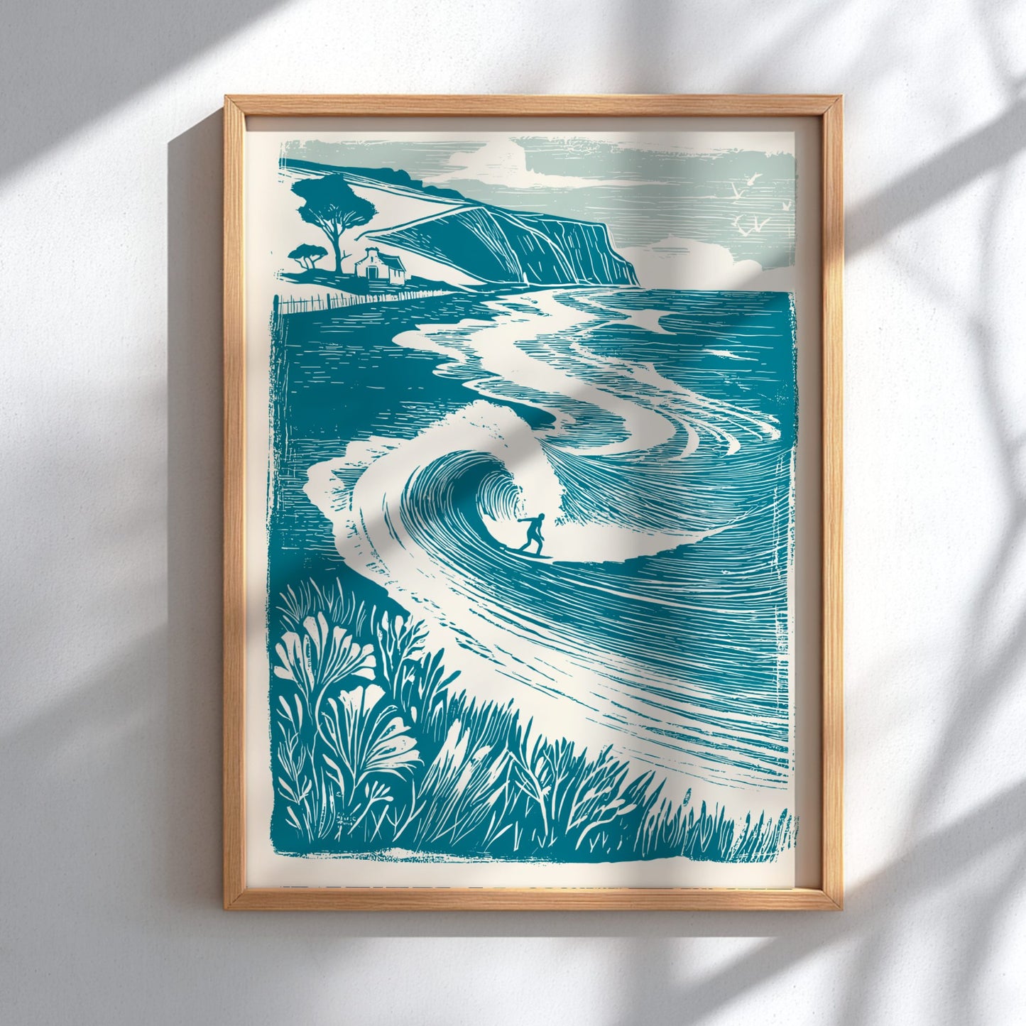 Surf Line Poster - Ocean Wave & Surfing Vibes Wall Art Print
