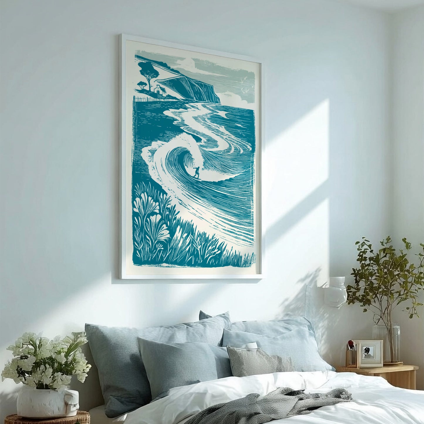Surf Line Poster - Ocean Wave & Surfing Vibes Wall Art Print