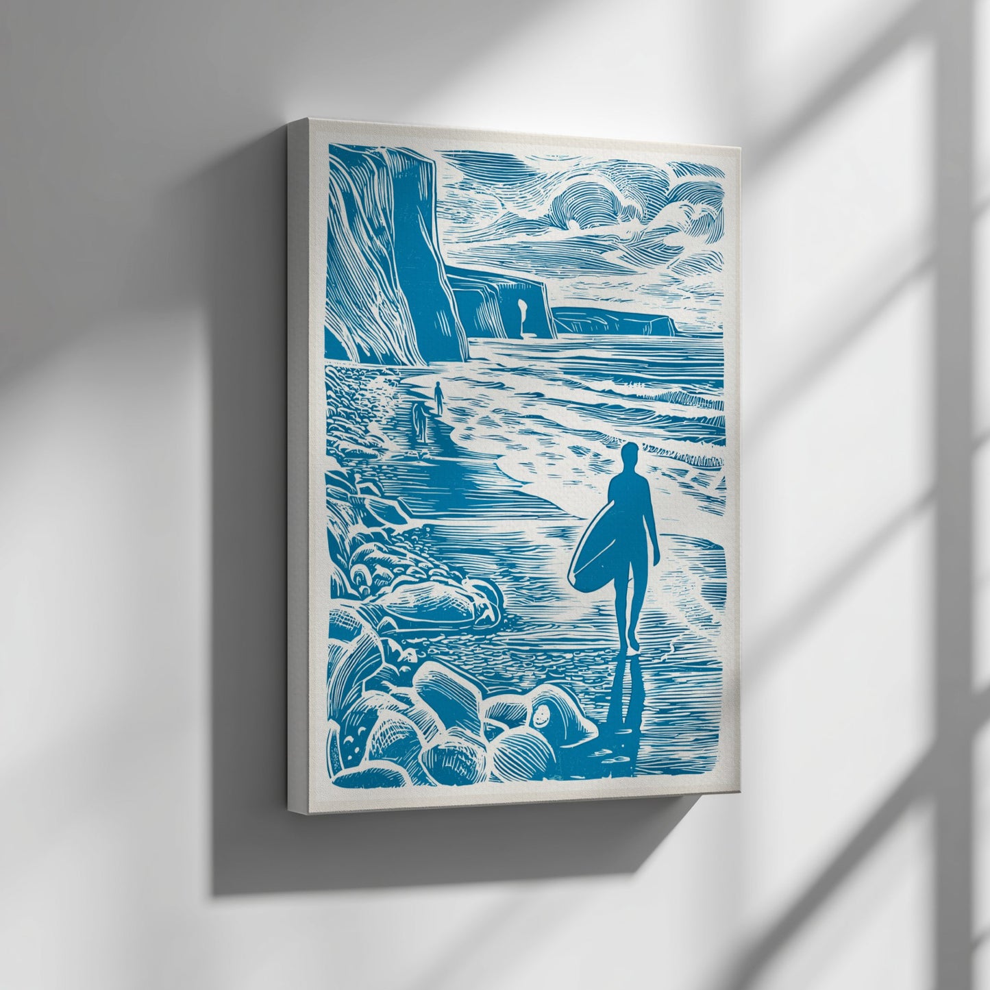 Surfer Pause Poster - Reflective Ocean Moment Wall Art Print