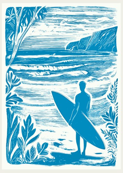 Surfing Paradise Poster - Tropical Wave & Beach Vibes Wall Art Print