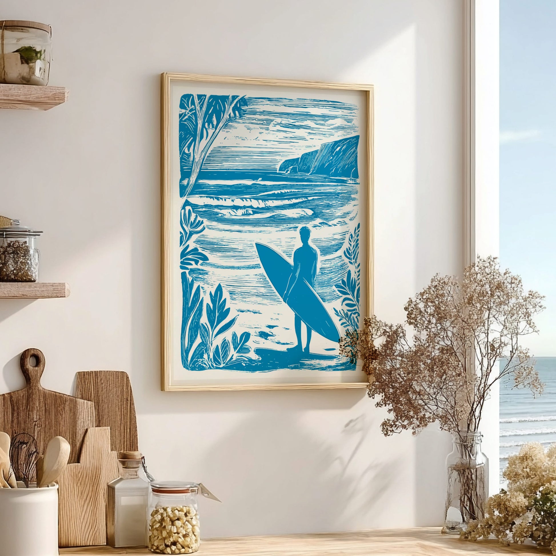 Surfing Paradise Poster - Tropical Wave & Beach Vibes Wall Art Print
