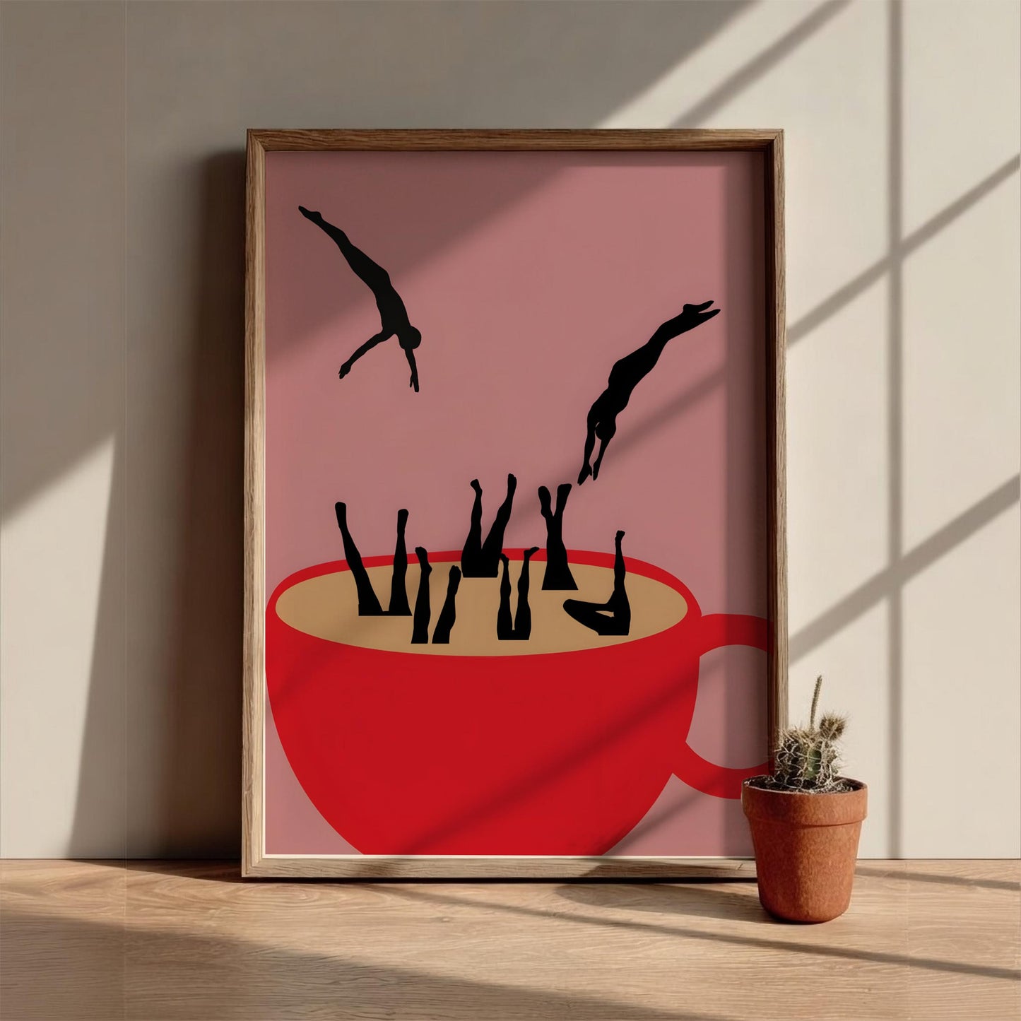 Caffeine Abyss Modern Art - The Surreal Coffee Cup Divers Wall Print