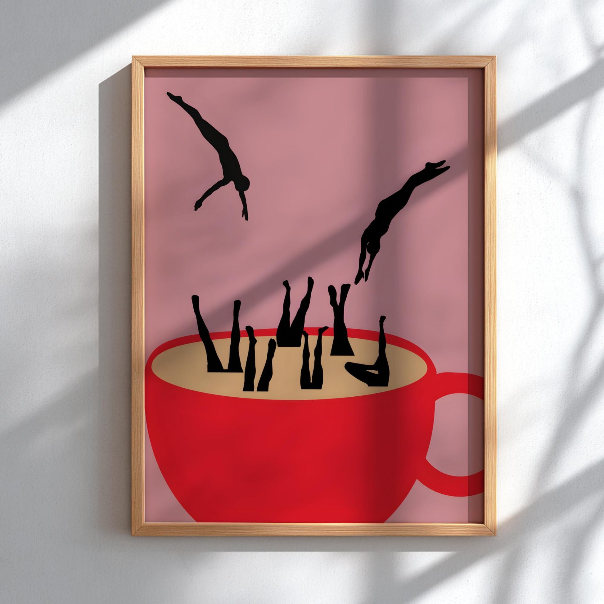 Caffeine Abyss Modern Art - The Surreal Coffee Cup Divers Wall Print