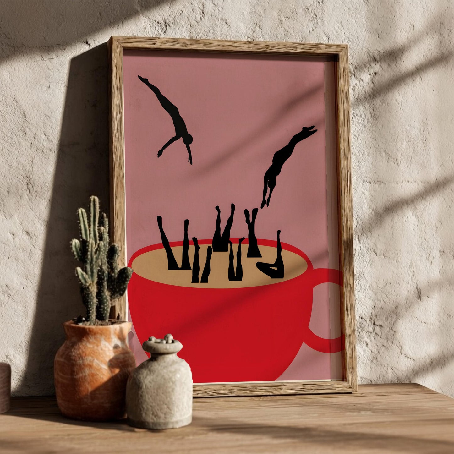 Caffeine Abyss Modern Art - The Surreal Coffee Cup Divers Wall Print