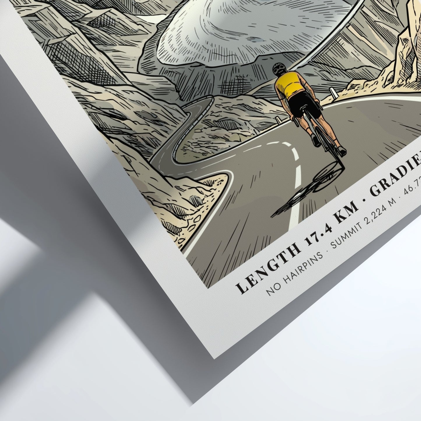 Poster featuring a cyclist riding toward a glacier on the Susten Pass route.