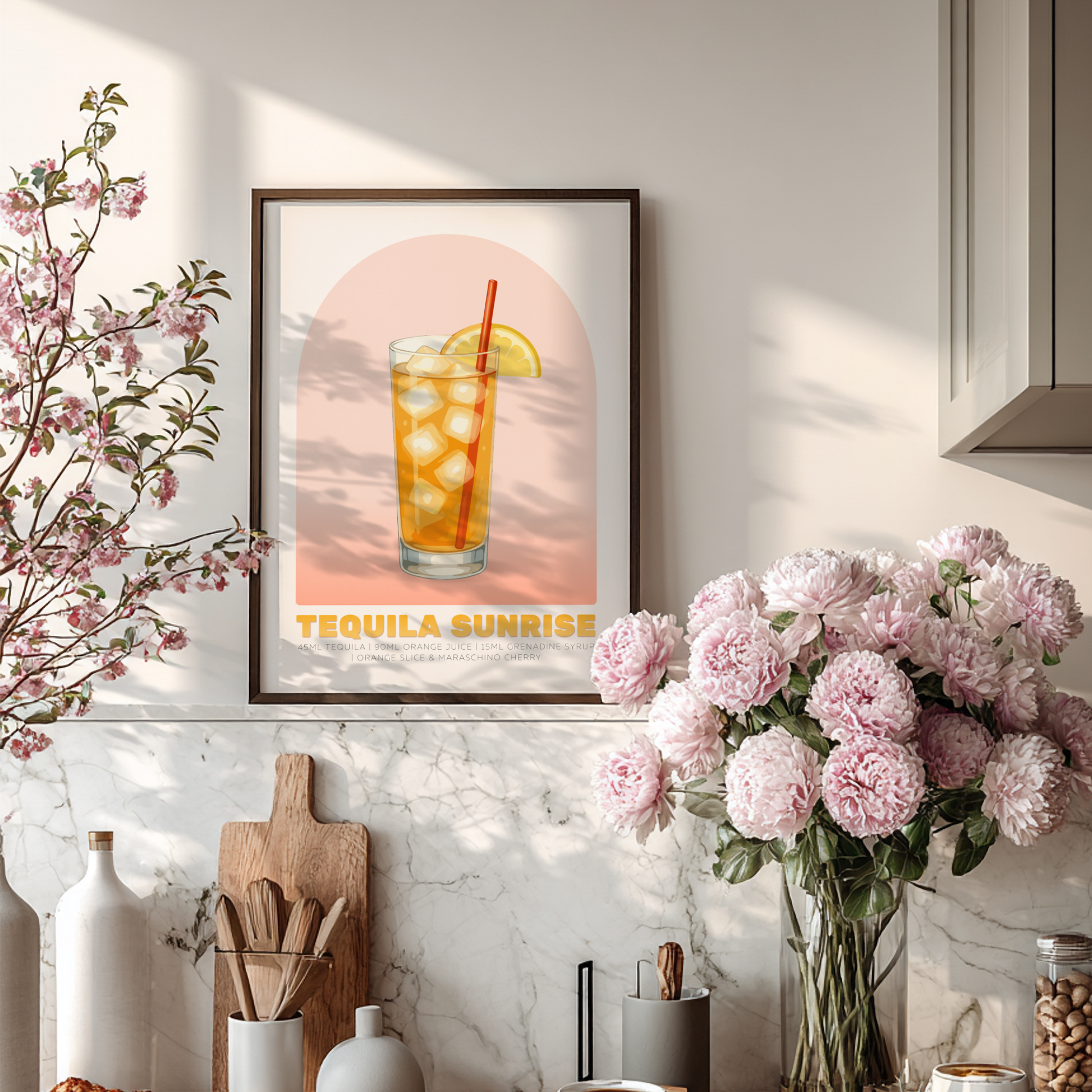 Tequila Sunrise Cocktail Poster - Drinks Wall Art