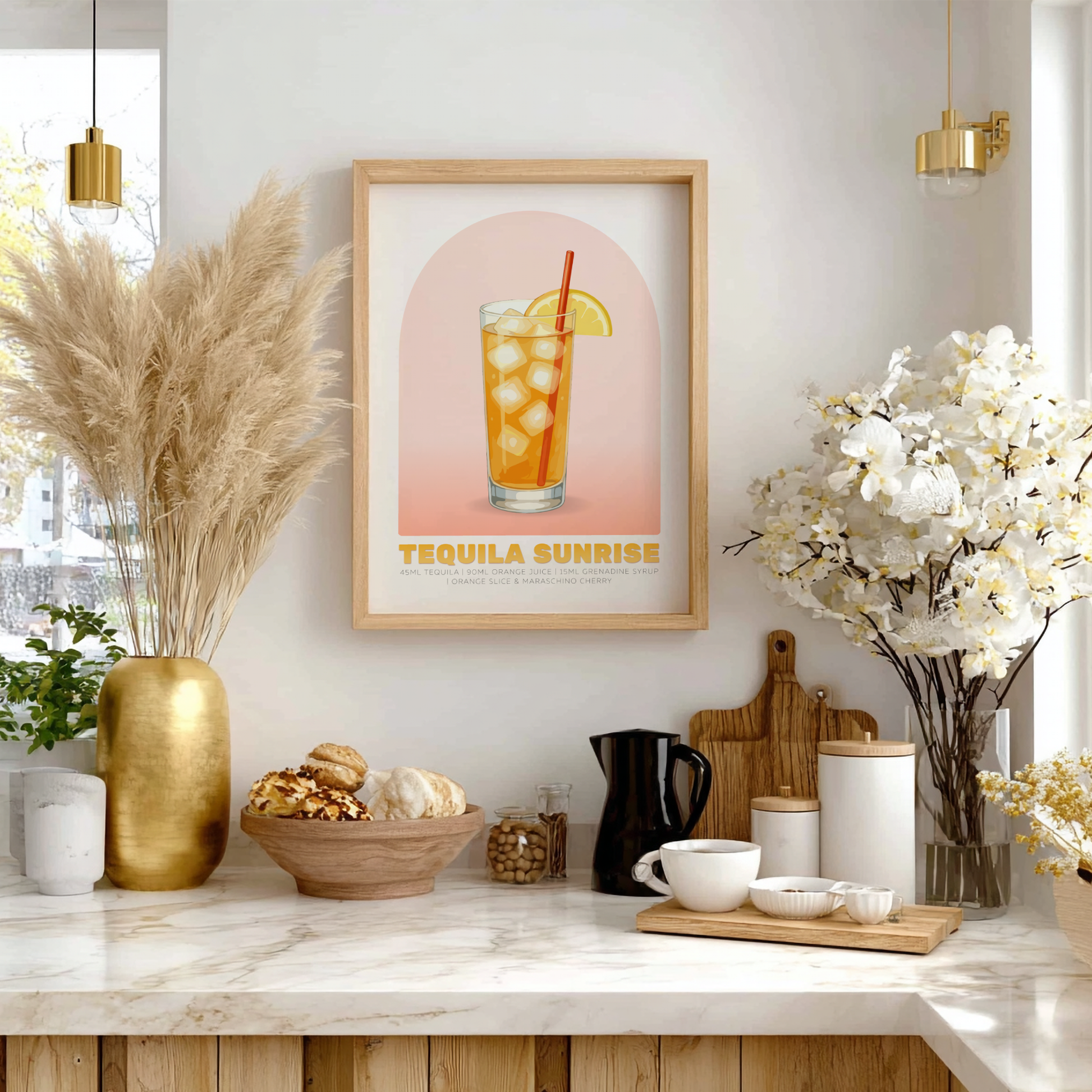 Tequila Sunrise Cocktail Poster - Drinks Wall Art