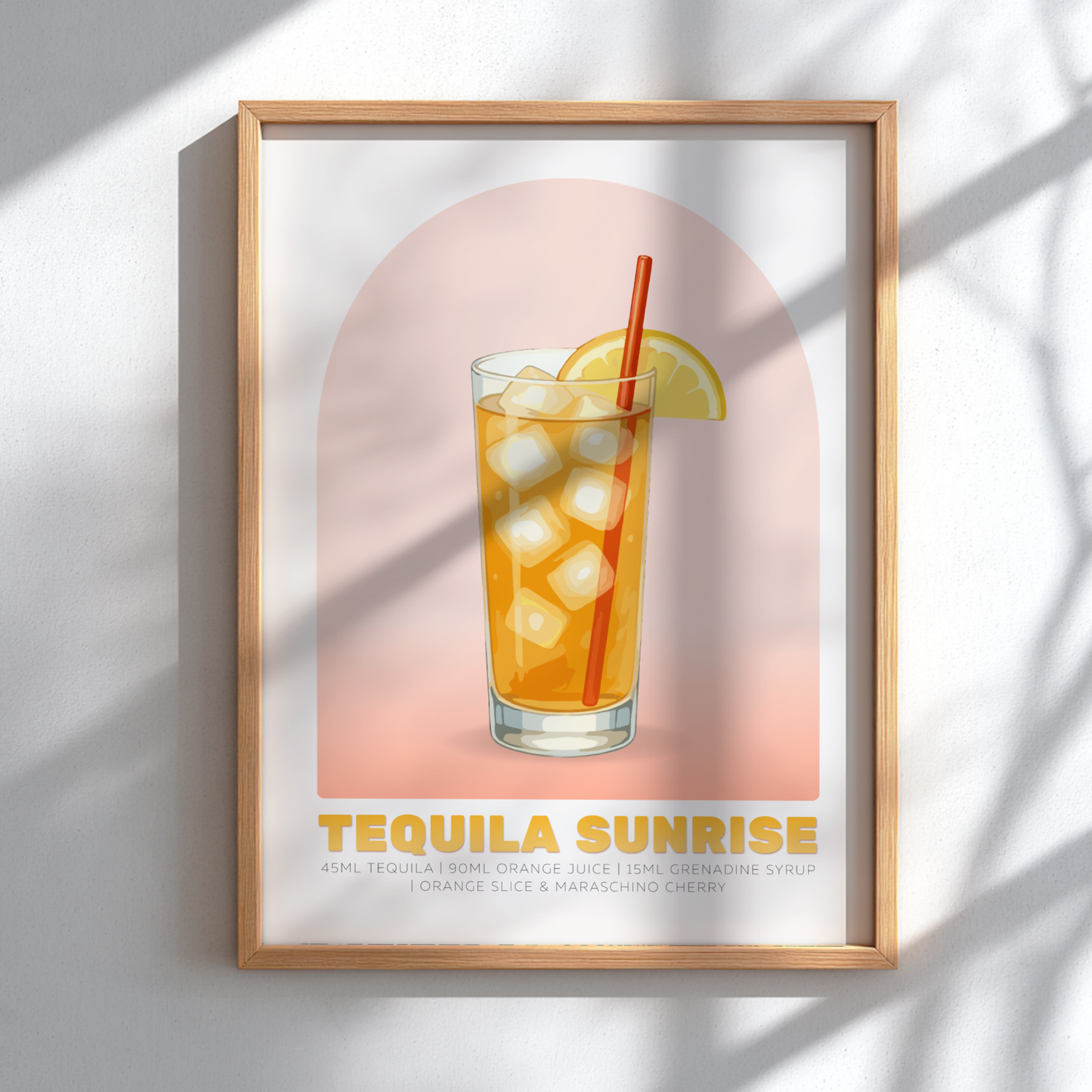 Tequila Sunrise Cocktail Poster - Drinks Wall Art