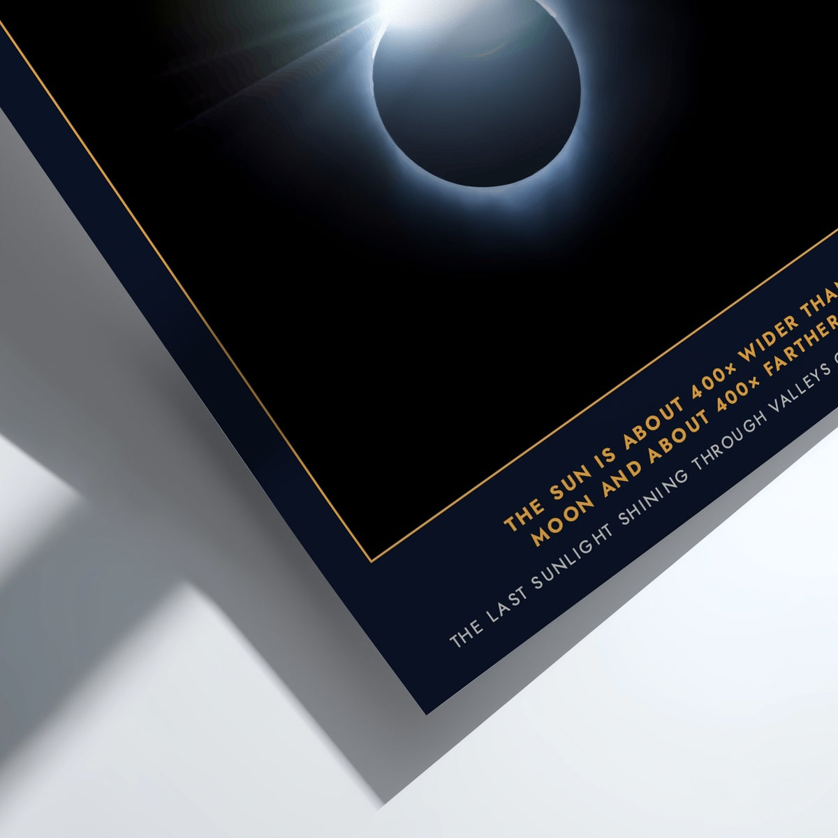 Poster featuring a solar total eclipse with diamond ring effect and informative text