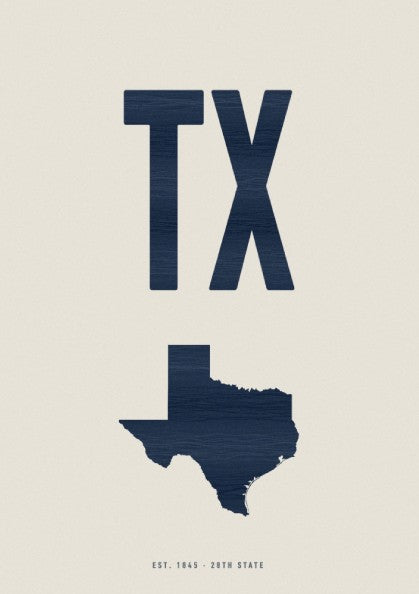 Texas wall art poster featuring a navy design on parchment, ideal for home decor.