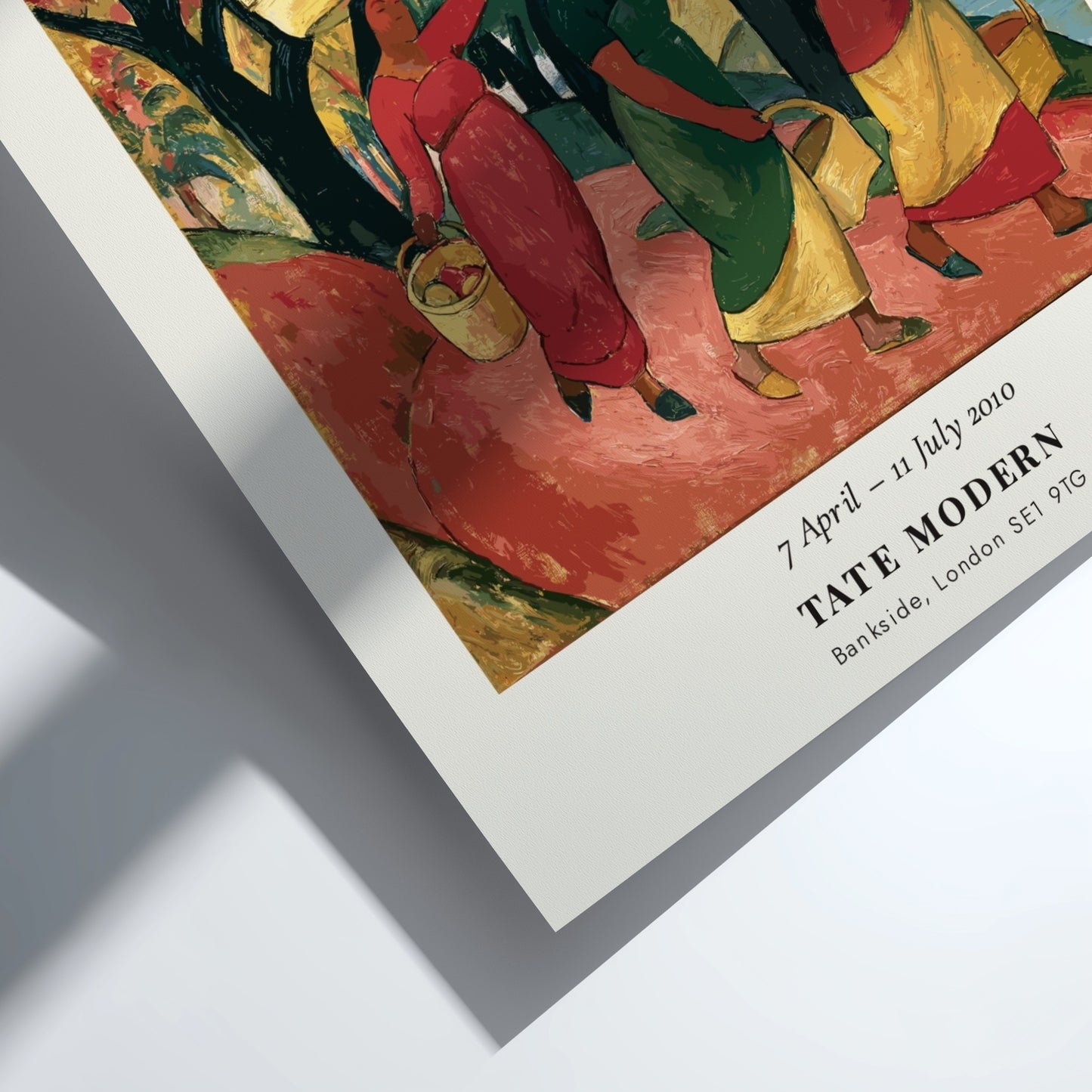 Gauguin exhibition poster featuring vibrant colors and tropical scene from Tahiti