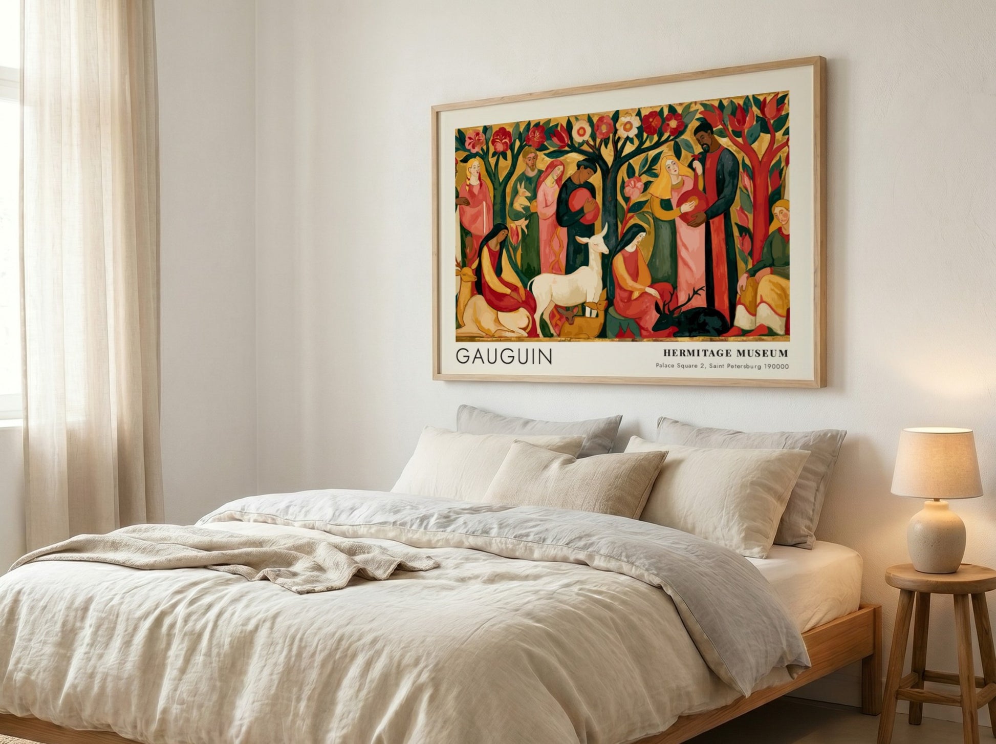 Wall art poster featuring Gauguin Tahitian Pastorals with stylized figures in a forest setting.