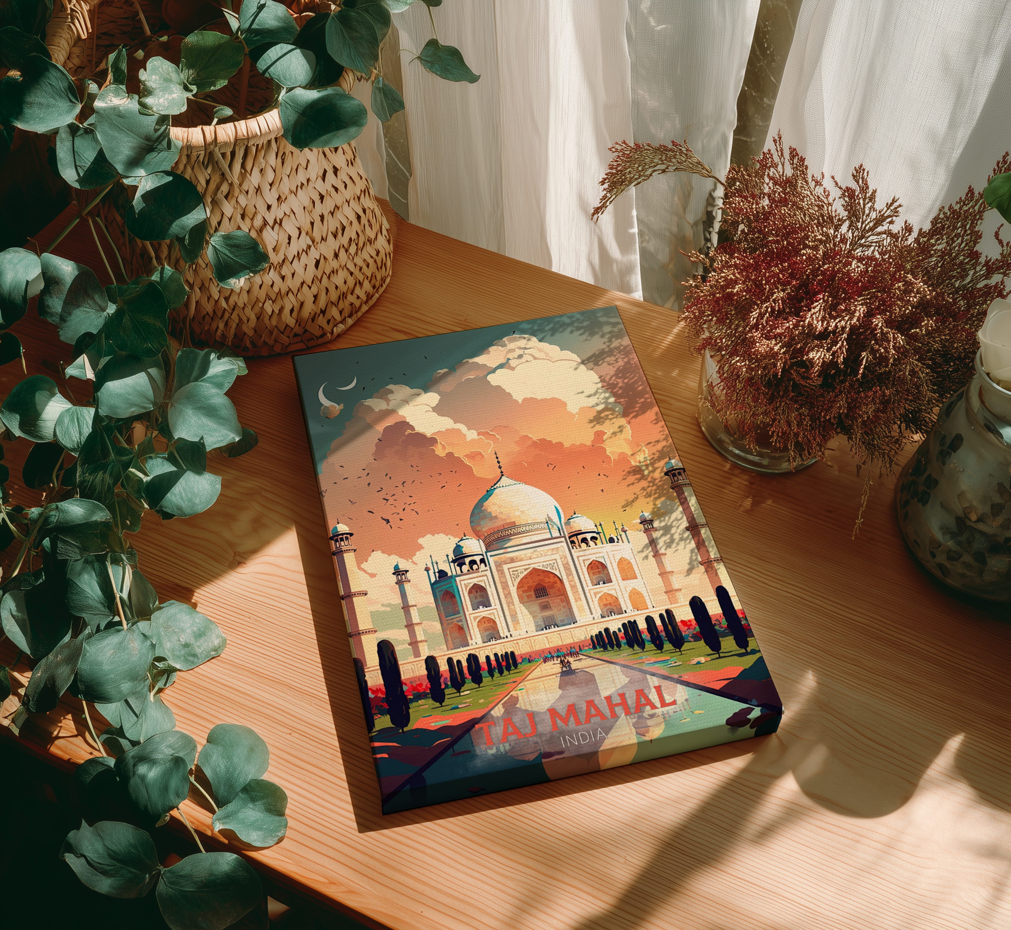 Asian TAJ MAHAL ARTWORK - RETRO TRAVEL POSTER