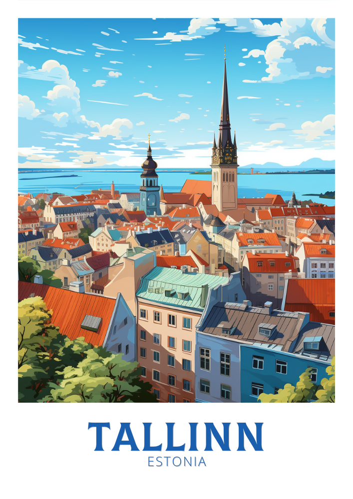 Europe TALLINN TRAVEL PRINT - ESTONIA ARTWORK