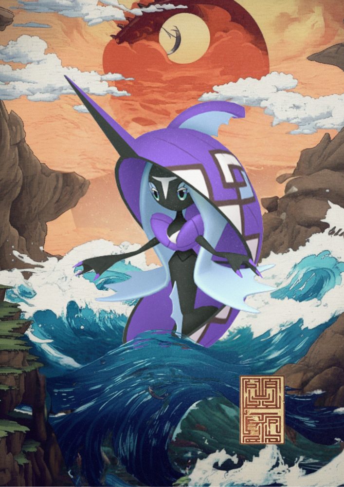 Tapu Fini Poster: Japanese Style Legendary Pokemon Inspired Anime Artwork, Pokemon TCG Tapu Fini