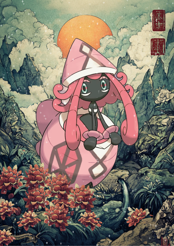 Tapu Lele  Poster: Japanese Style Legendary Pokemon Inspired Anime Artwork, Pokemon TCG Tapu Lele