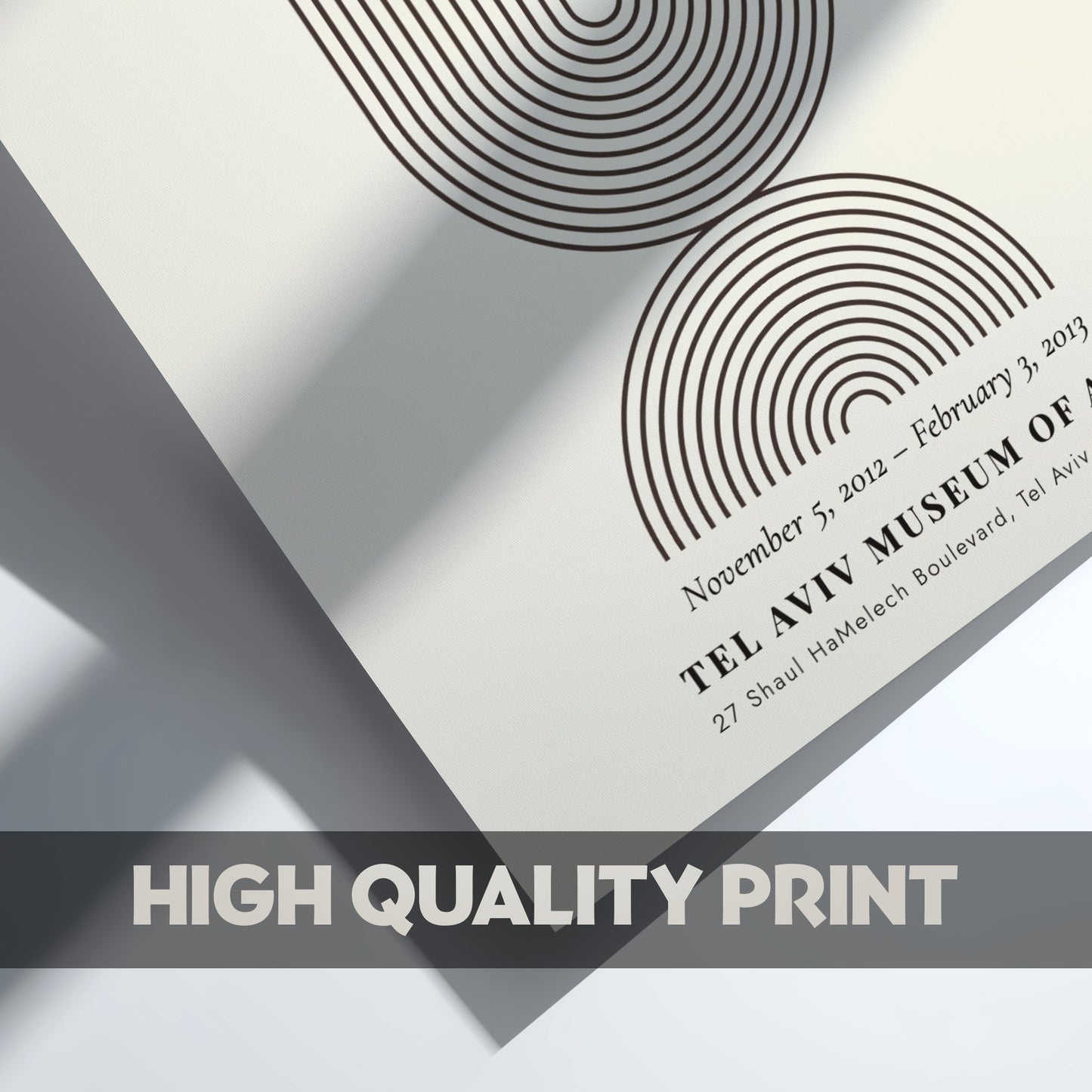Bauhaus poster featuring Tel Aviv White City design with geometric lines and muted colors
