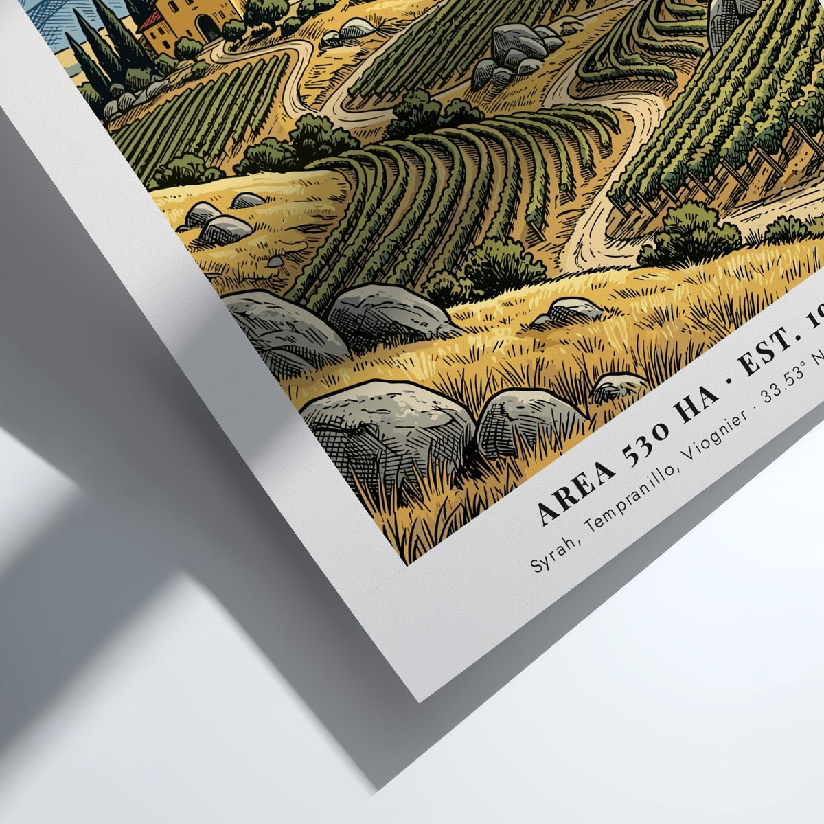 Poster of Temecula California vineyards with hot air balloons over mountains in vintage style