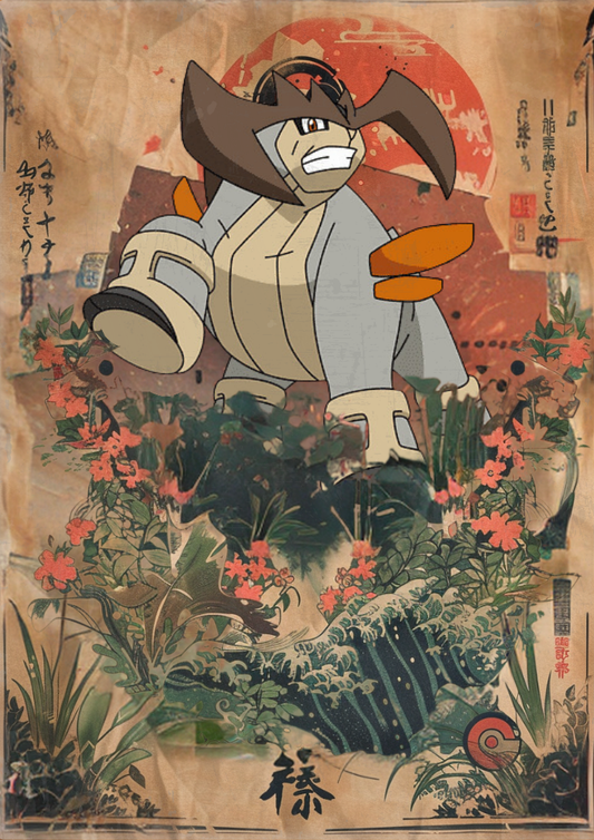 Terrakion Poster: Japanese Style Legendary Pokemon Inspired Anime Artwork, Pokemon TCG Terrakion