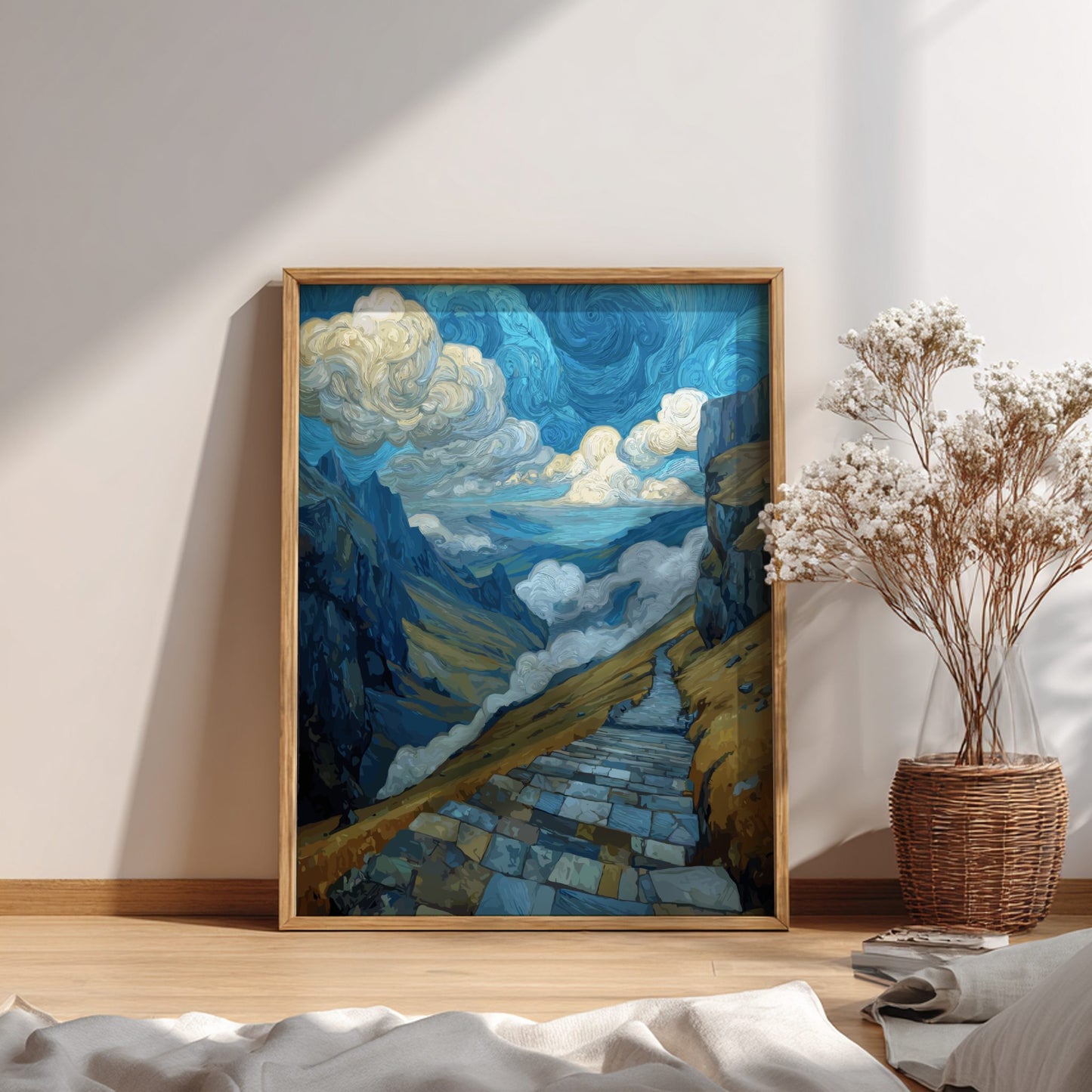 The Climb - Mountain Path Ascending into Dramatic Clouds Wall Art