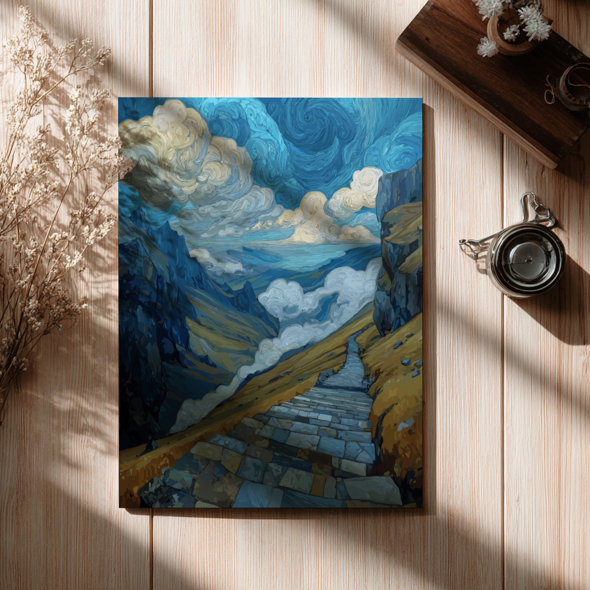 The Climb - Mountain Path Ascending into Dramatic Clouds Wall Art
