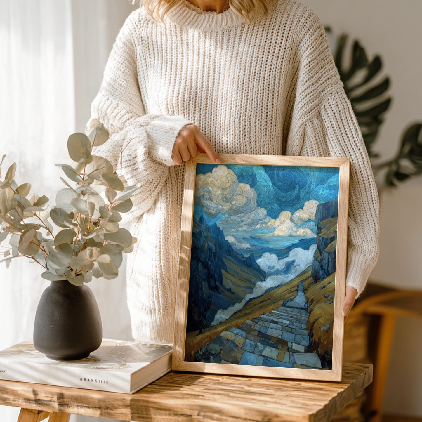The Climb - Mountain Path Ascending into Dramatic Clouds Wall Art