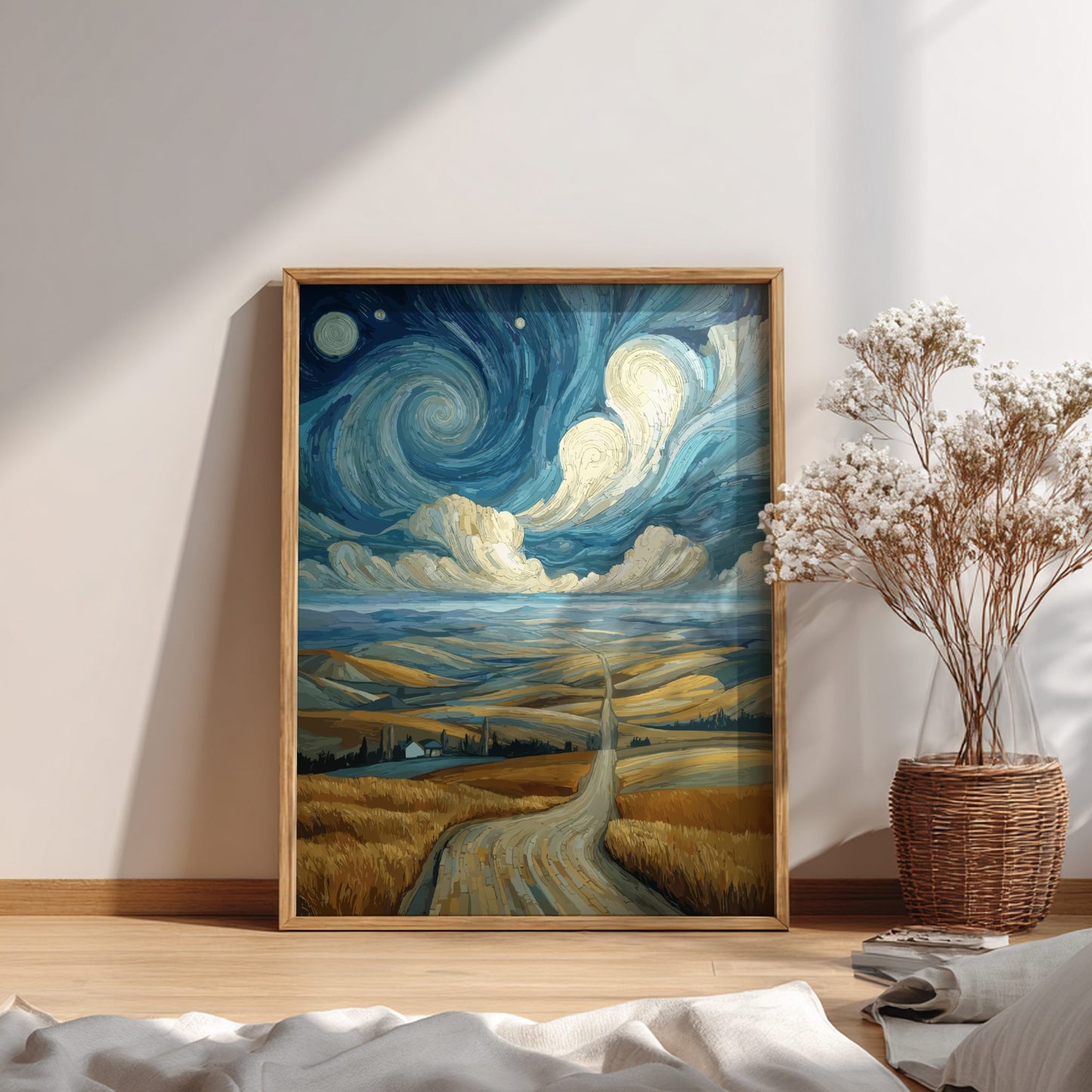 The Long Road - Empty Countryside Dirt Road and Morning Fog Wall Art