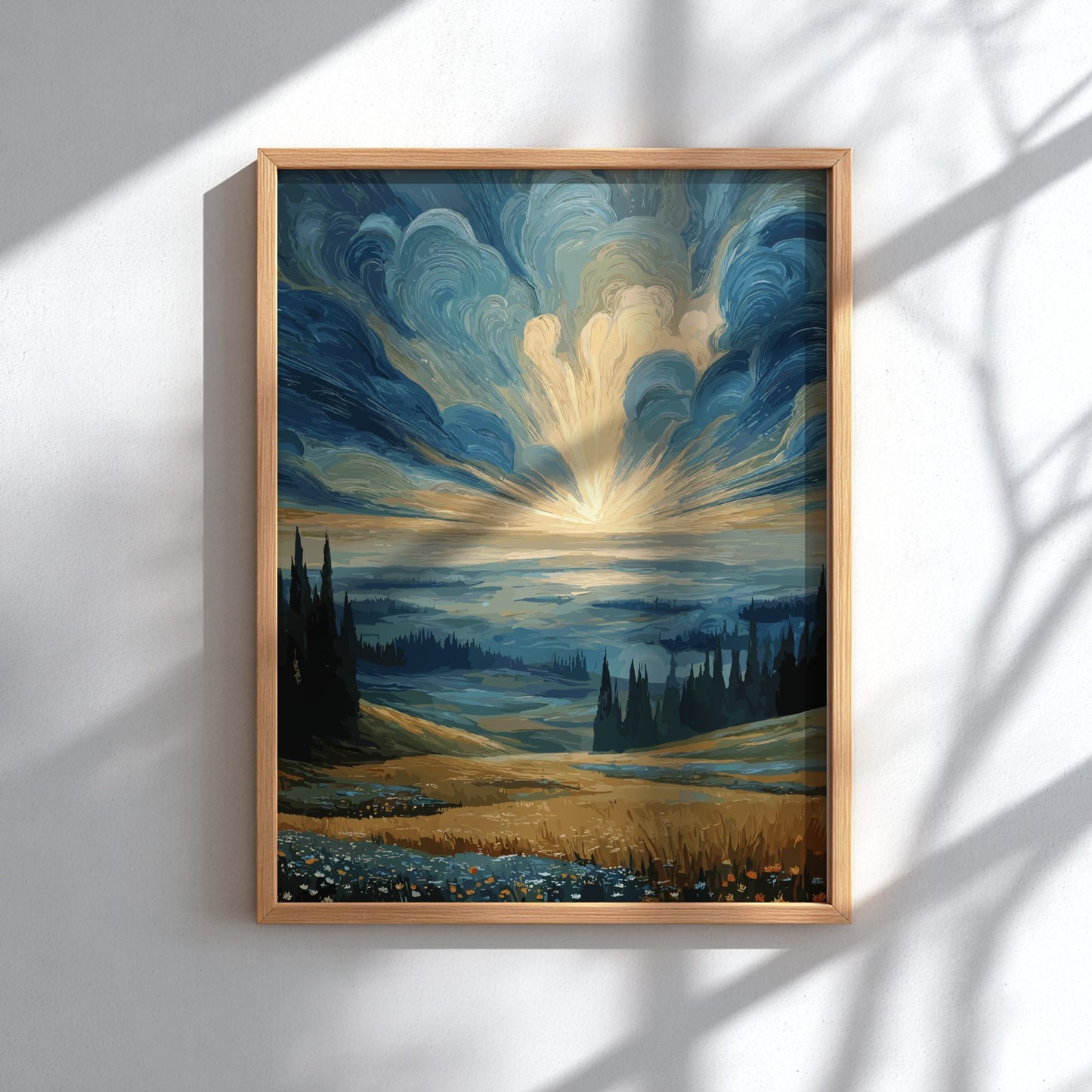 The Quiet Beginning - Soft Sunrise and Misty Meadow Landscape Wall Art