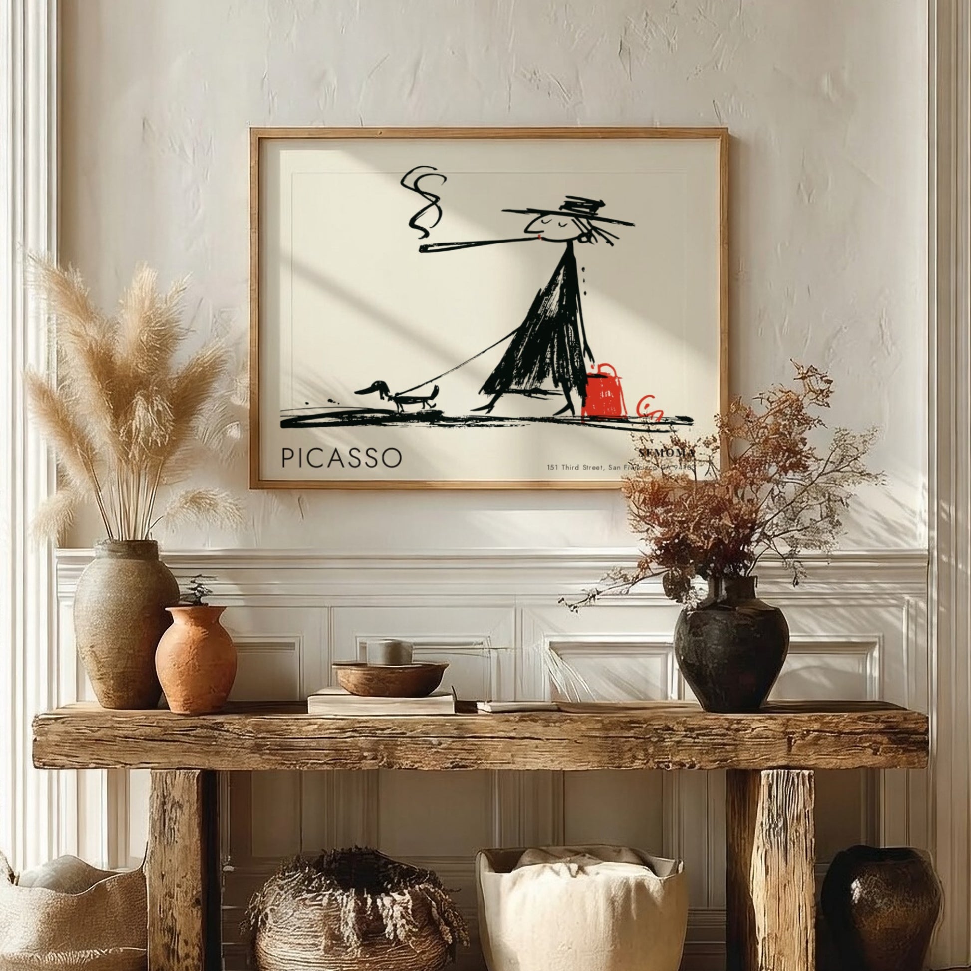 Pablo Picasso poster featuring The Acrobat in black and white with red accents