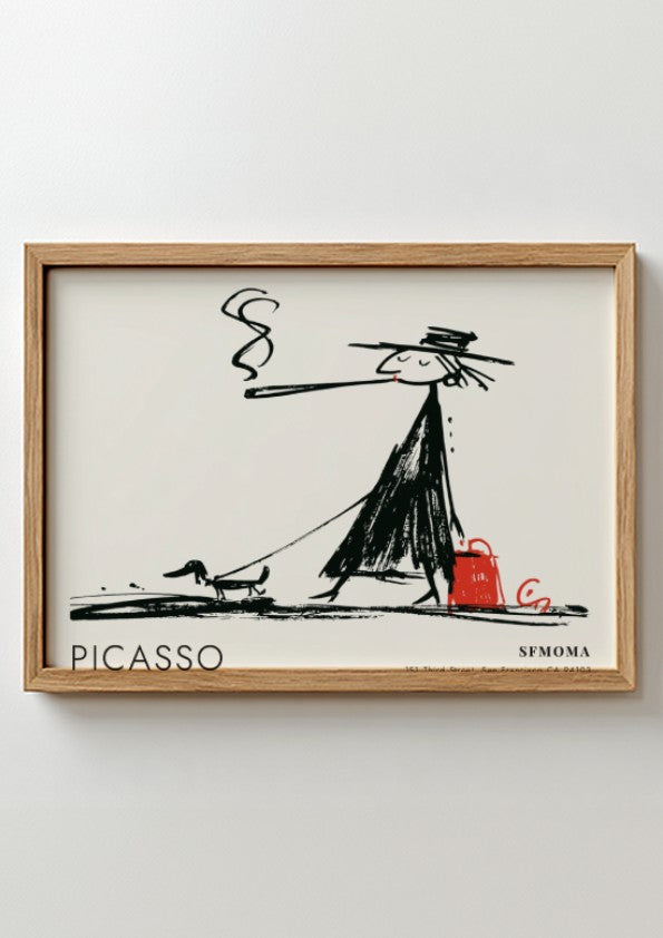 Pablo Picasso poster featuring The Acrobat in black and white with red accents