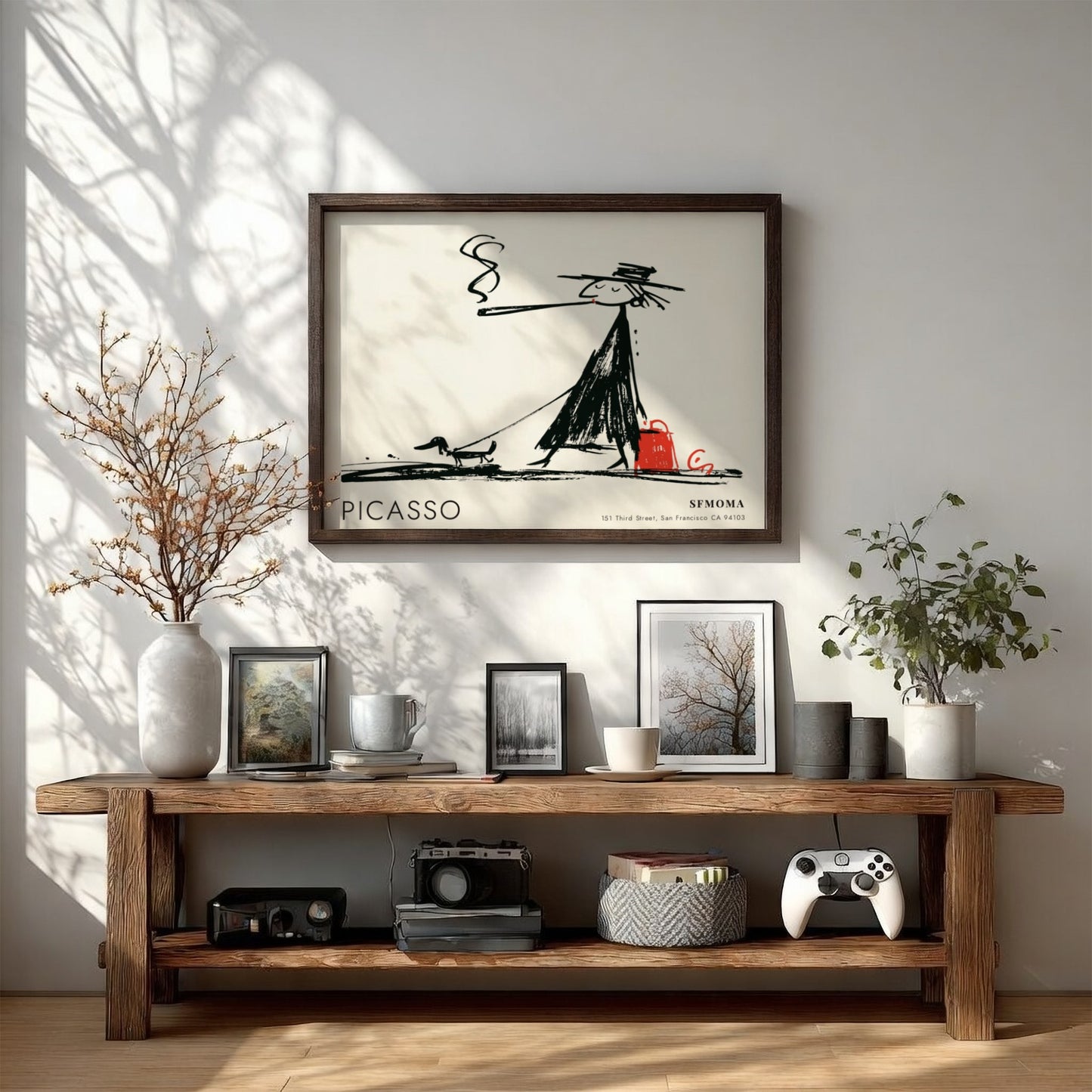 Pablo Picasso poster featuring The Acrobat in black and white with red accents