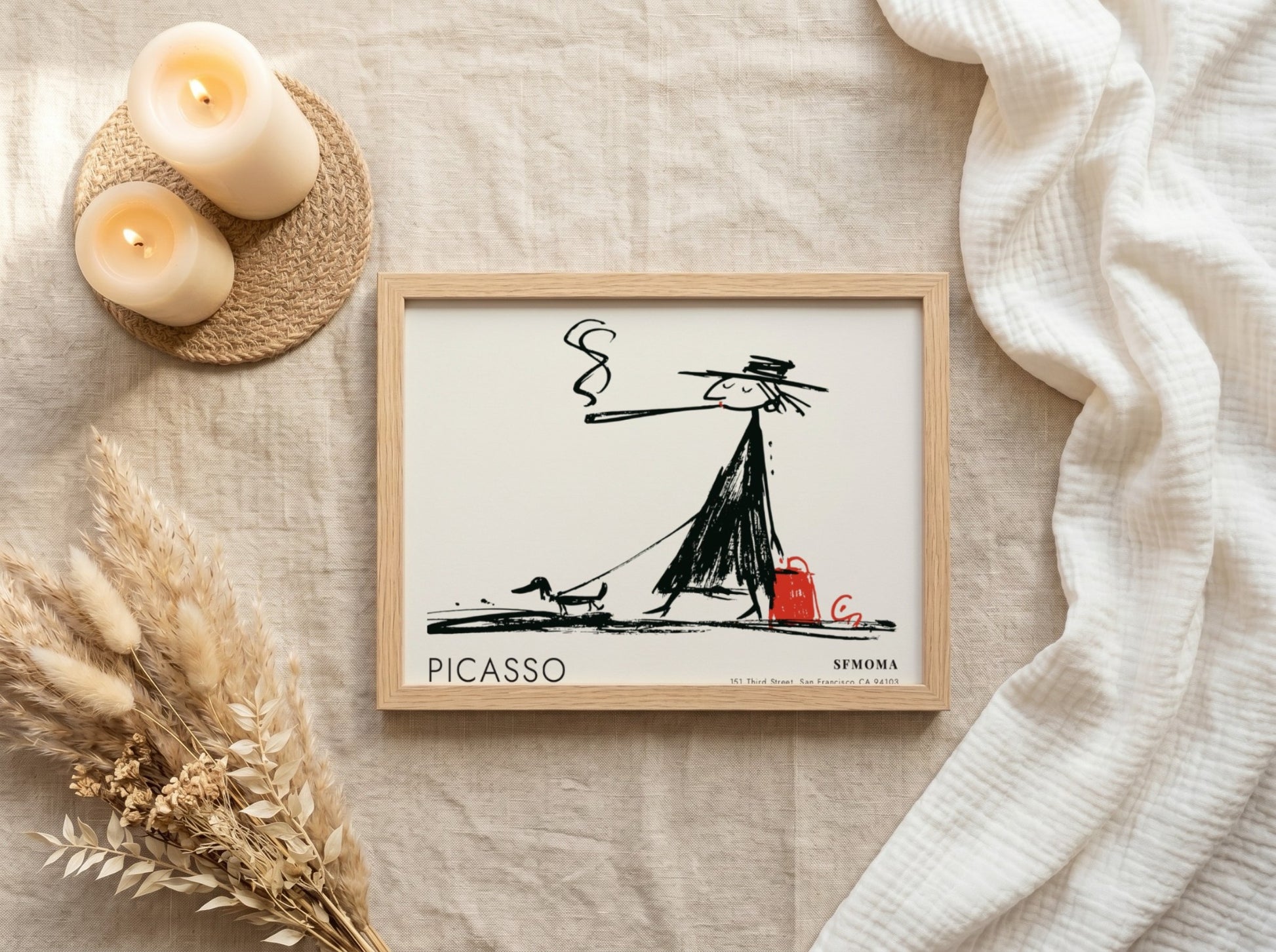 Pablo Picasso poster featuring The Acrobat in black and white with red accents