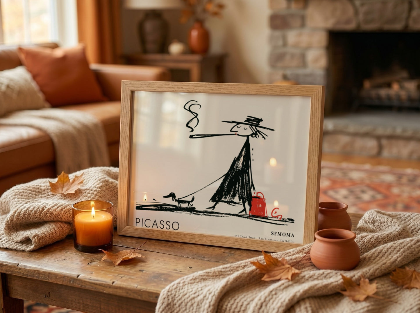 Pablo Picasso poster featuring The Acrobat in black and white with red accents