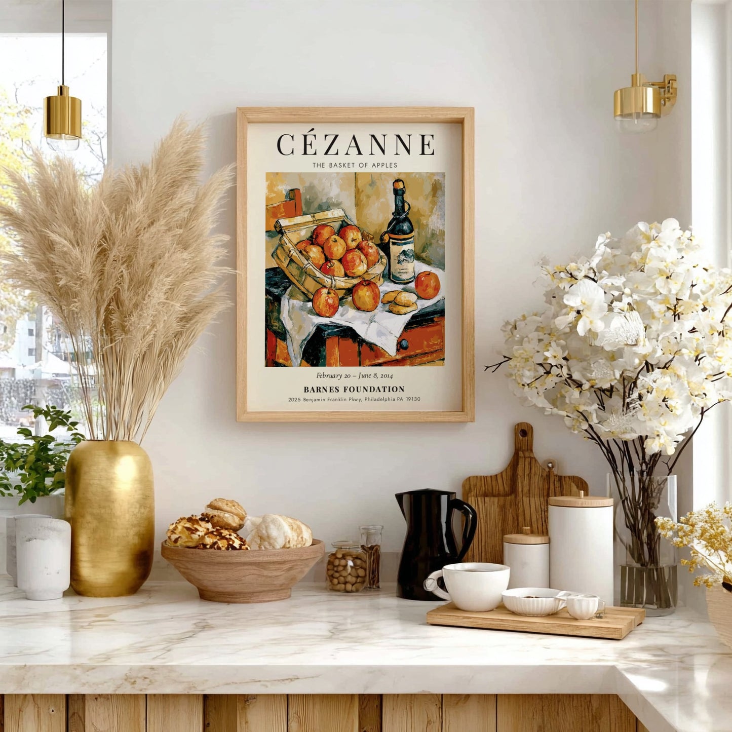 Cézanne Exhibition Poster featuring The Basket of Apples with vibrant colors and warm tones