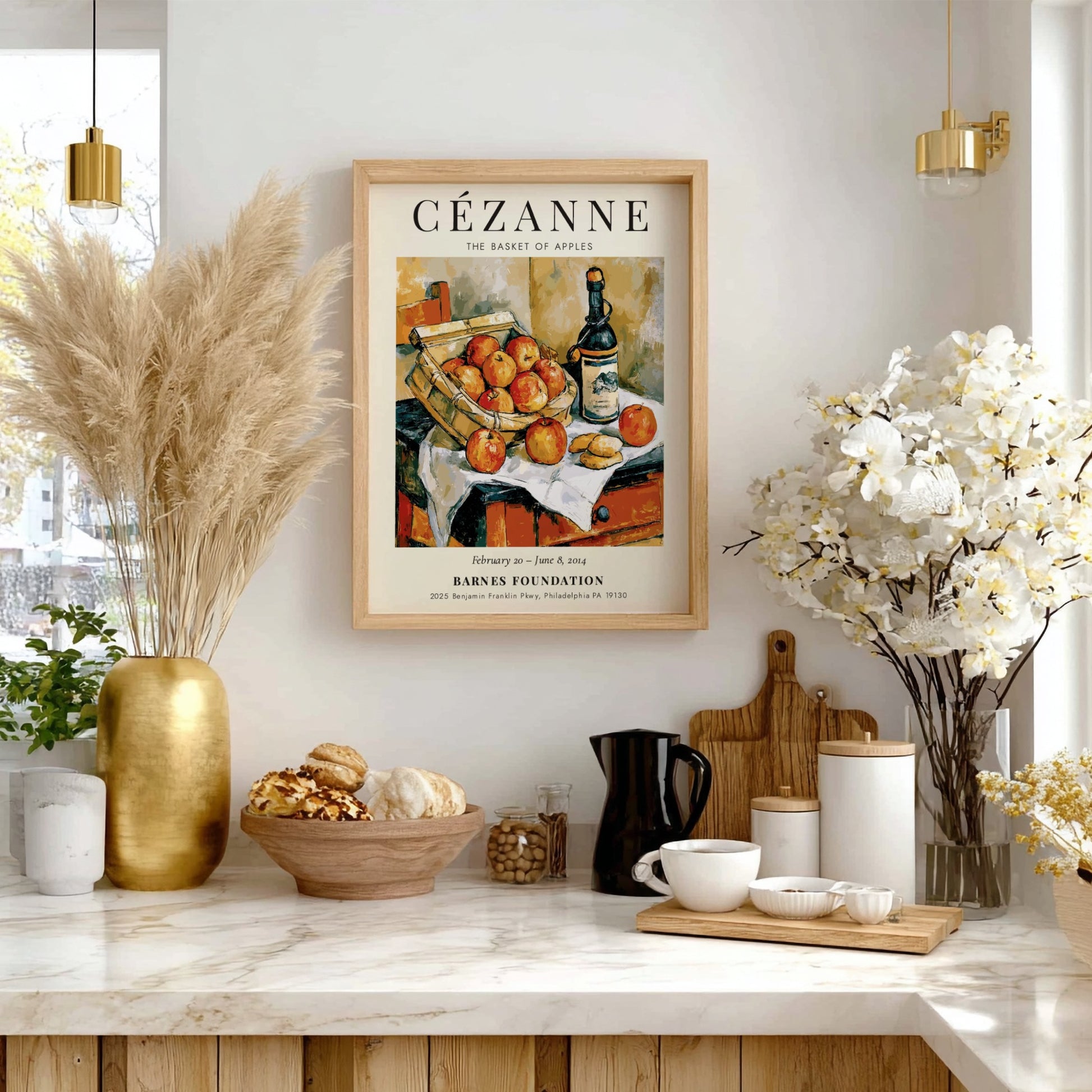 Cézanne Exhibition Poster featuring The Basket of Apples with vibrant colors and warm tones