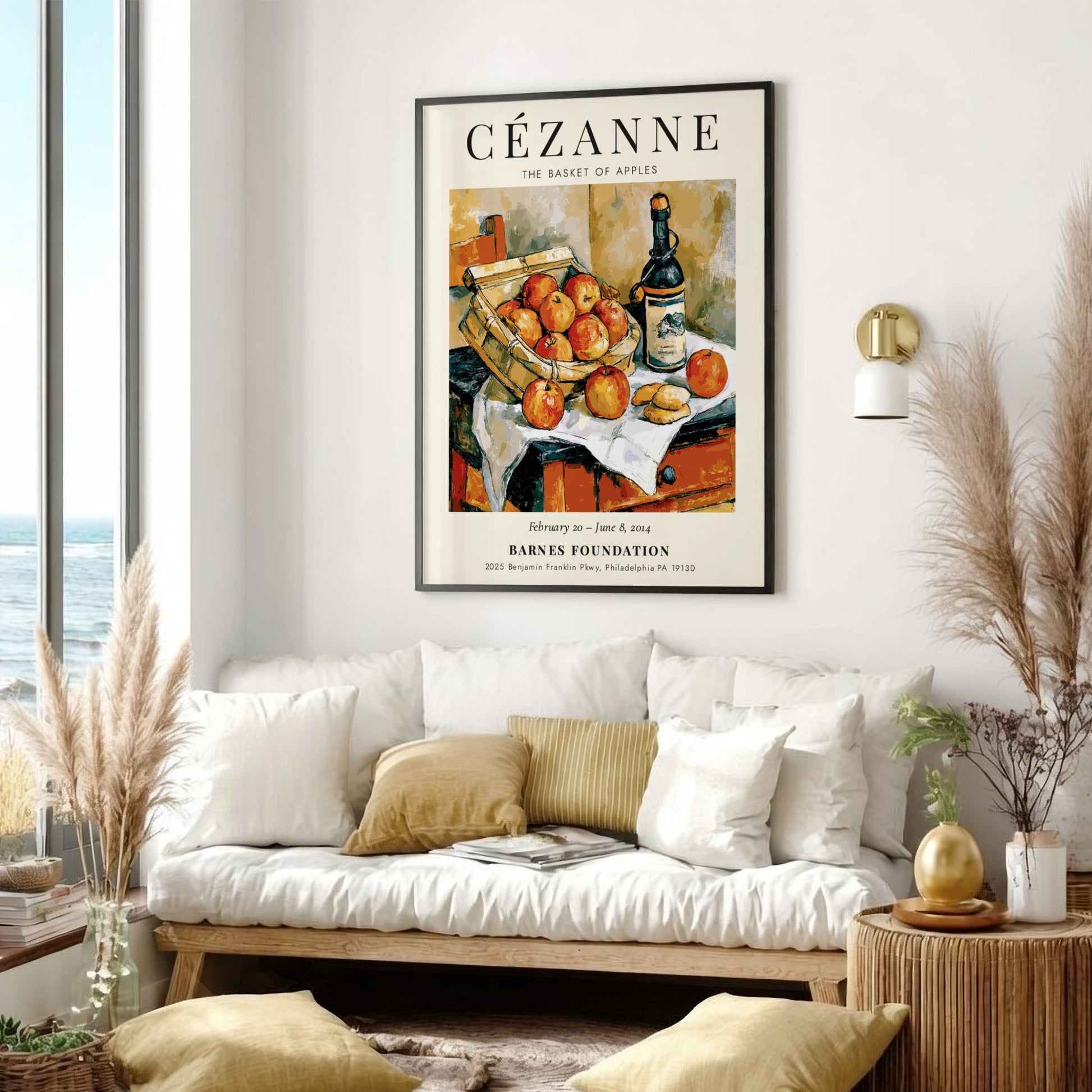 Cézanne Exhibition Poster featuring The Basket of Apples with vibrant colors and warm tones