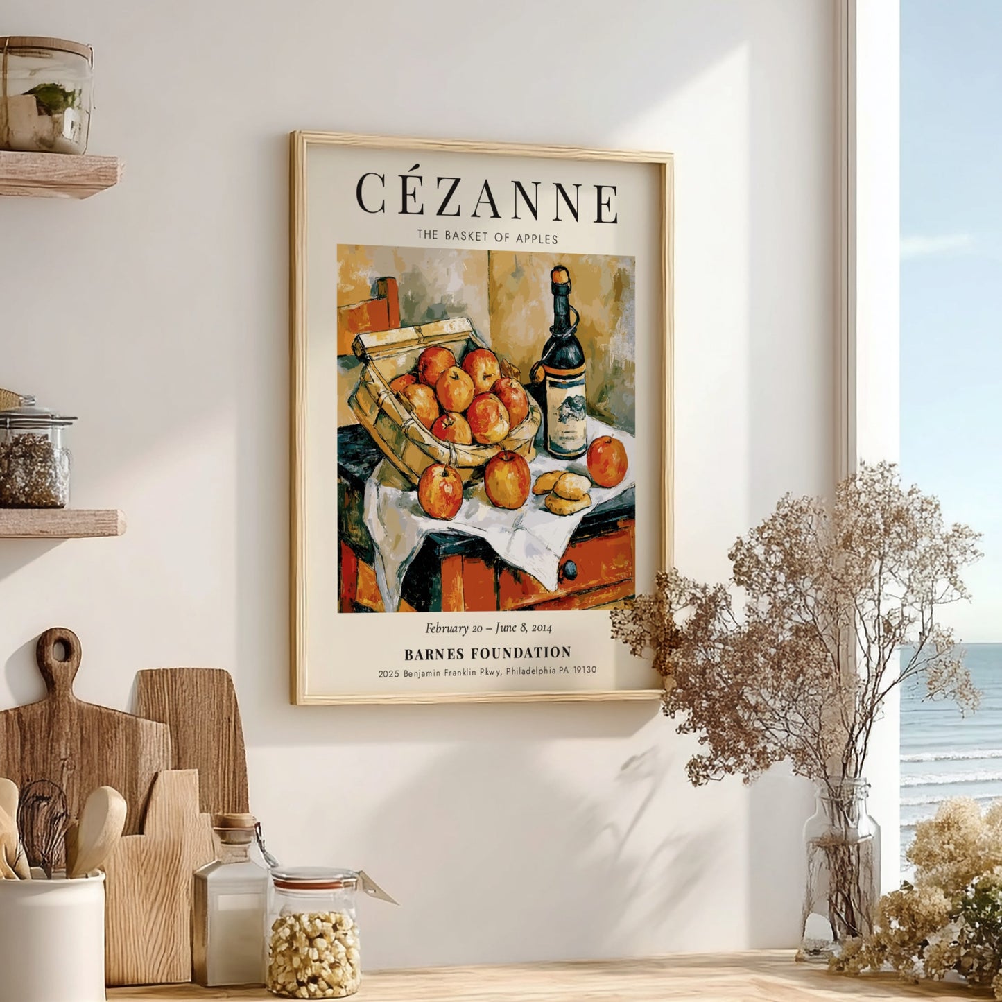 Cézanne Exhibition Poster featuring The Basket of Apples with vibrant colors and warm tones