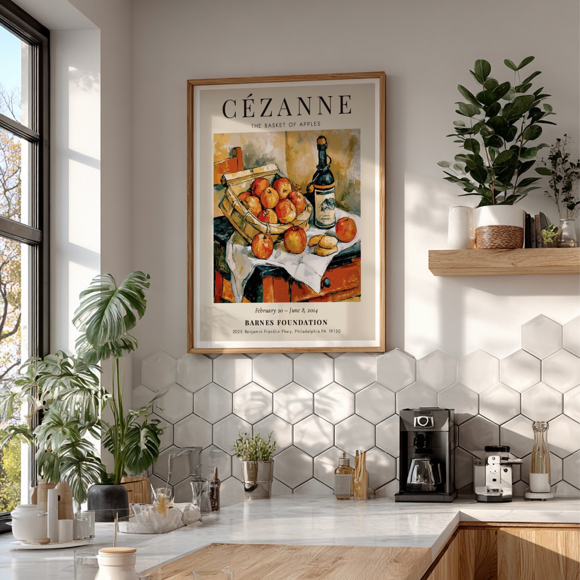 Cézanne Exhibition Poster featuring The Basket of Apples with vibrant colors and warm tones