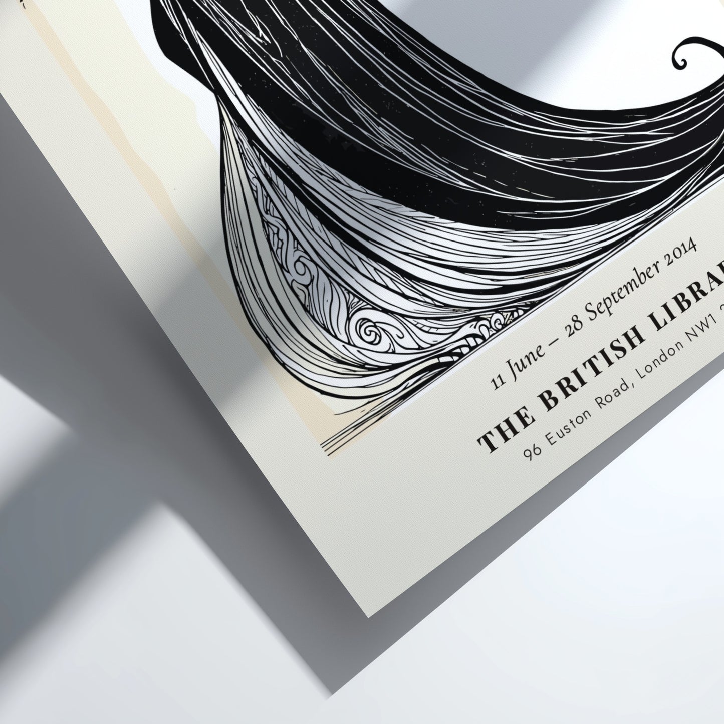 Aubrey Beardsley poster featuring The Black Cape in black and white, showcasing elegant line art and dramatic
