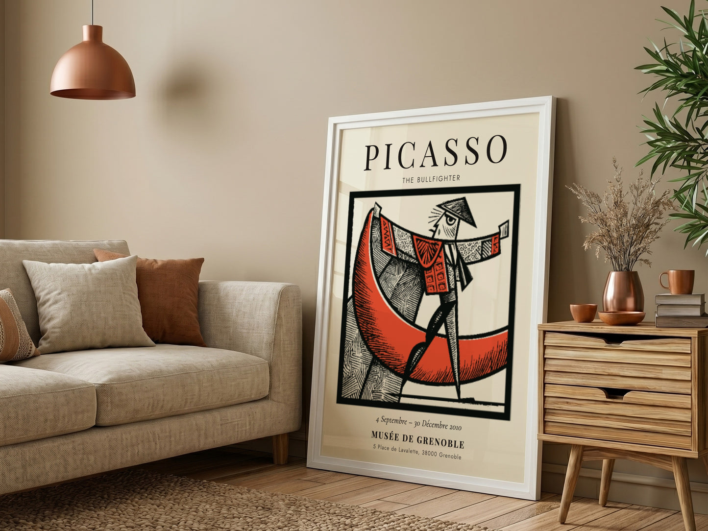 Picasso inspired poster featuring The Bullfighter in bold colors and modern style